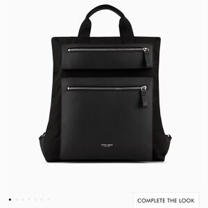 Black Giorgio Armani backpack. Nylon and leather